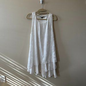 Gianni Bini White Tiered Dress with Floral Pattern